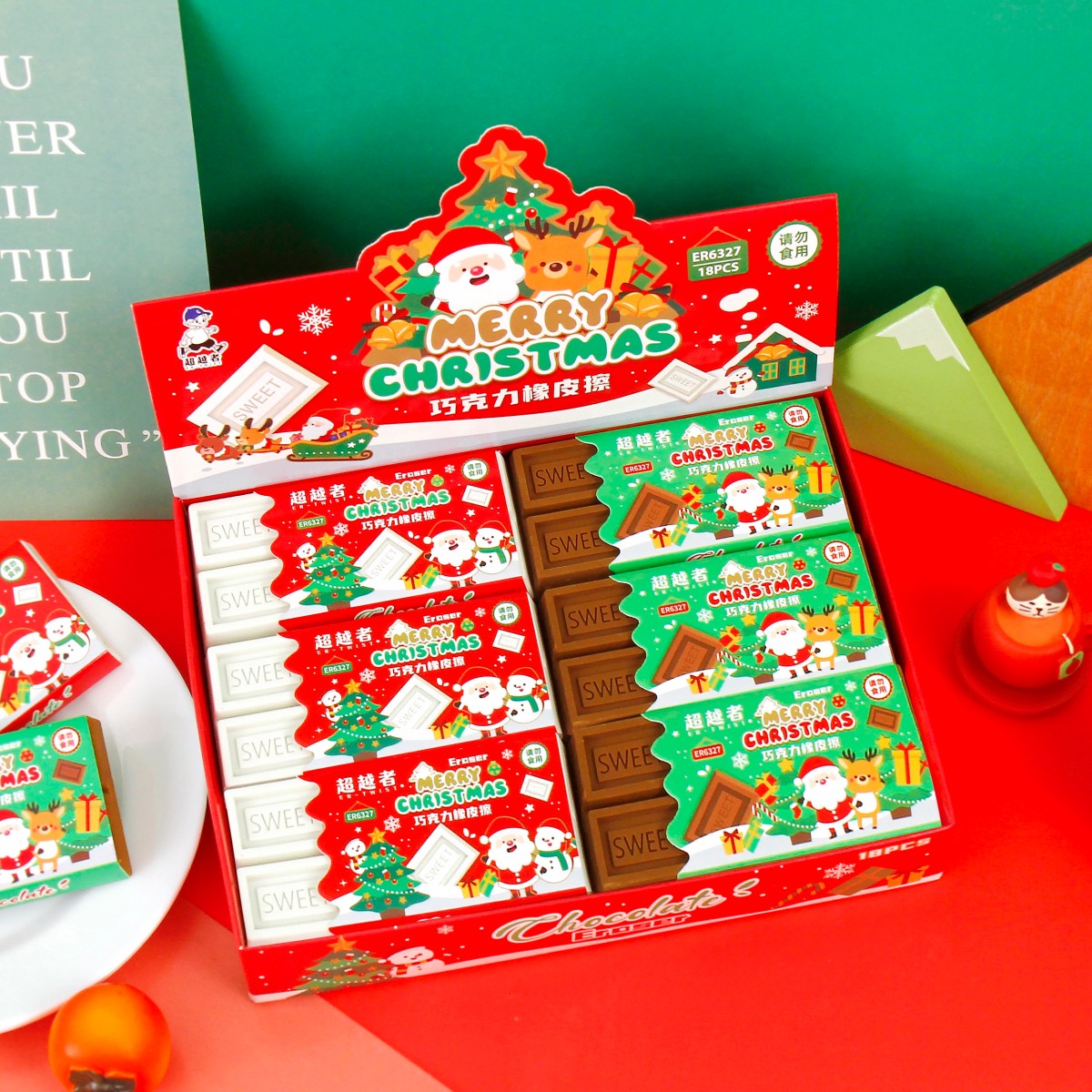 圣诞快乐巧克力橡皮擦